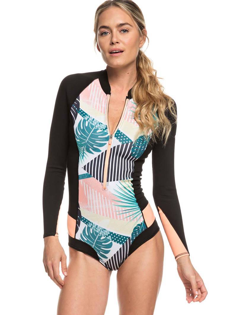 Roxy Mutino Donna Mm Pop Surf Ls Back Zip Bikini Cut Shorty Springsuit